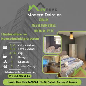 Ankara Çankaya`da Tıbbi Hasta Geçici Eşyalı Konut